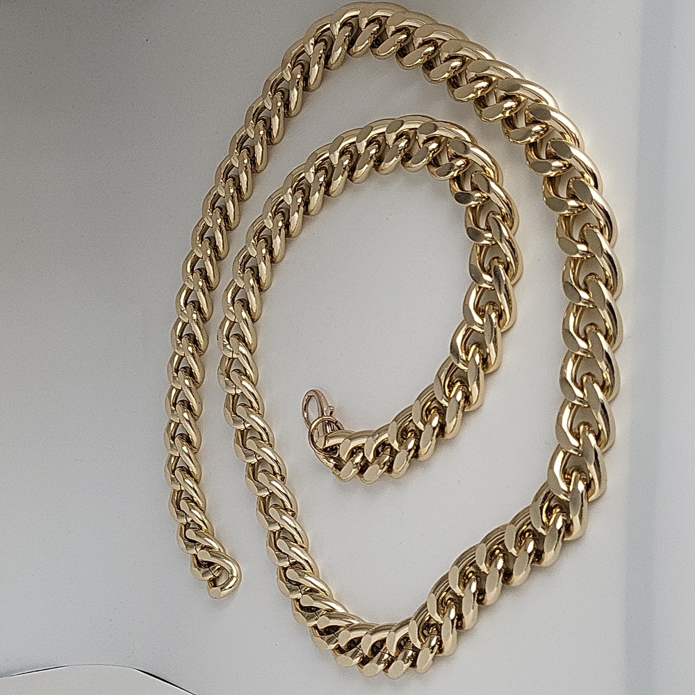 Women's Gold Tone Wide Cuban Link Chain Belt 42" end to end 3/4" width - Picture 7 of 11